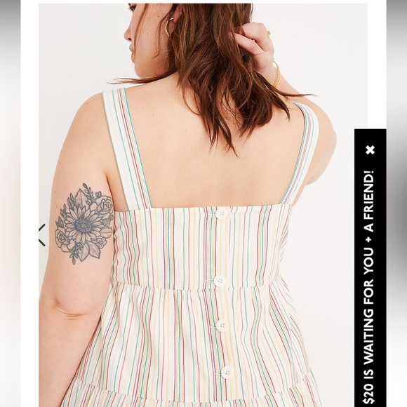 Size 12 madewell Button-Back Tiered Dress in Textural Rainbow Stripe - Picture 2 of 8